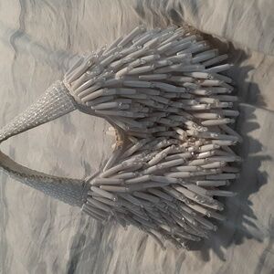 White beaded bag mini